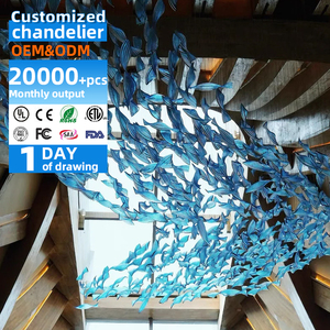 Hiện đại khách sạn sang trọng sảnh tiệc hội trường biệt thự dự án chiếu sáng phòng khách treo đèn chùm Bắc Âu với sóng nghệ thuật thủy tinh - Product Image 3