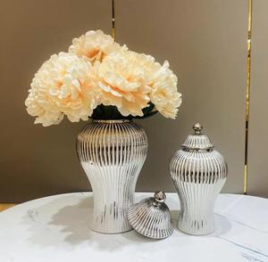 European Style Flower <b>Vase</b> Decor Luxury Light Ceramic Storage Jar with Electroplated Finish Modern General Jar Decorative Crafts - Product Image 6