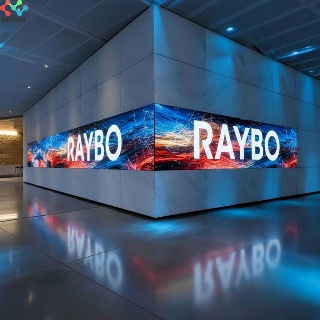 RAYBO Indoor Fixed HD P2.5 LED Display Screen Creative Corner Ultra Thin LED Video Wall for UK Corporate Culture Brand Promote