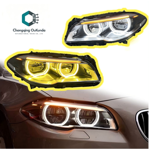 Faro Bicolore per <span class=keywords><strong>BMW</strong></span> <span class=keywords><strong>Serie</strong></span> 5 F10 F18 520i 525i, Luce Diurna 2011-2017, Faro Anteriore Stile Angel Eyes - Product Image 1