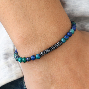 Bracelet élastique en pierres naturelles de 4 mm, <span class=keywords><strong>prix</strong></span> d'usine, bracelet en hématite pour cadeaux, bijoux de mode, bracelet de couple - Product Image 4