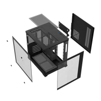 Boîtier PC Ruix ZY M240 Mid Tower en alliage d'aluminium avec fenêtre latérale, ventilateurs ARGB 240 mm, compatible Micro ATX/ITX, pour jeux et bureau