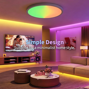 Modern Home Decor Ultra-Thin Round <b>Smart</b> LED Ceiling <b>Light</b> 12inch RGB Flush Mount Ceiling <b>Light</b> Fixture for Bedroom Living Room - Product Image 5