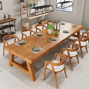 Rắn Gỗ Lớn 6ft 8ft Dày Bảng Top Bàn Ăn Đồ Nội Thất Nhà Hàng Bảng Dài Đảng Mesas Restaurante - Product Image 1
