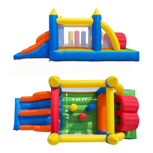 Casa de Juegos Inflable Resistente para Niños, con Toboganes Dobles, Túneles para Gatear, Escalada, Obstáculos y Zona de Saltos - Product Image 2