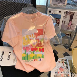 <span class=keywords><strong>Ropa</strong></span> de Mujer de Alta Calidad al por Mayor, Camisetas Gráficas de Cuello Redondo y Manga Corta para Mujer, Blusa de Moda - Product Image 3