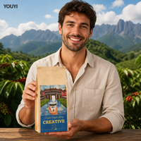 YOUYI Sac d'emballage pour café refermable, noir mat et or, de qualité alimentaire, avec impression numérique personnalisée