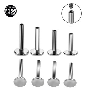 Base labret à filetage interne en titane G23 pour le perçage corporel | Barre à lèvres hypoallergénique à dos plat en plusieurs tailles - Product Image 4