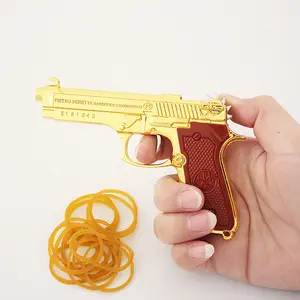 Rubber Band Gun Shooter Gun Metal Keychain Toy Mini Kid Pistol Shooting Target Adults Game