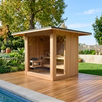 Cabine de sauna électrique extérieure commerciale en bois massif, design léger, surface lisse, faible odeur, hypoallergénique