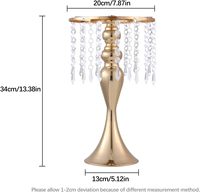 Support à fleurs en métal et cristal de style moderne et luxueux, 20 cm x 38 cm, pour mariages, fêtes, décorations de la maison, centres de table