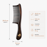 Peigne démêlant artisanal en bois de noyer africain à dents larges avec incrustation de fil de cuivre, idéal pour salons, spas, vente en gros et cadeaux