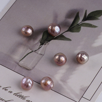 Perles d'eau douce rondes Edison de 8-10 mm, rose/violet, surface plissée, perles cultivées sans trou, perles en vrac pour la fabrication de bijoux