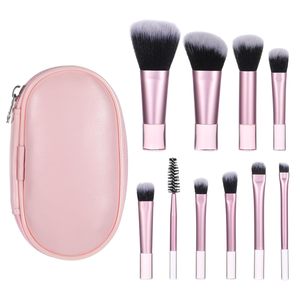 Juego de Brochas de Maquillaje Veganas Personalizadas de 10 Piezas, Portátiles, Lindas, de Lujo, Color Rosa, Premium, de Viaje, Sintéticas, Profesionales, Mini, con Estuche de PU - Product Image 1