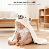 Lot de 2 serviettes à capuche pour bébé en polaire pelucheuse, motif animal, 32x32 pouces, ensemble de bain doux et absorbant pour nouveau-nés, tout-petits, nourrissons, unisexe
