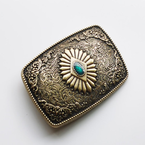 Hebilla de Cinturón Estilo Vaquero Occidental Vintage, Hebilla de Cinturón de Aleación de Zinc con Grabado de Flor Turquesa <span class=keywords><strong>para</strong></span> Hombres y Mujeres, Accesorios de Cinturón Estilo Indio - Product Image 3