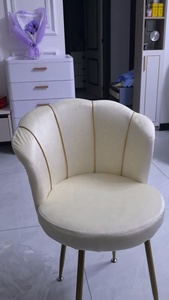 Shell Shaped Velvet Vanity Chair Gold Metal Legs Upholstered Accent Makeup Dressing <b>Stool</b> - Product Image 5
