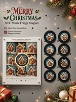 Vente en gros usine Aimant de réfrigérateur NFC personnalisé, design maison de pain d'épices mignonne de Noël, lumineux et interactif, cadeau