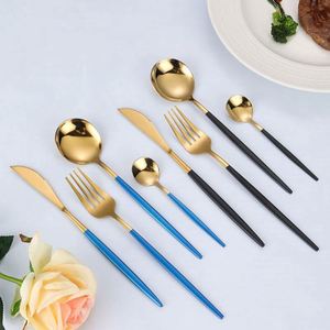 Boîte de rangement en bois tendance, noir et or, ensemble de couverts en acier inoxydable 24 pièces pour mariage et banquet - Product Image 5