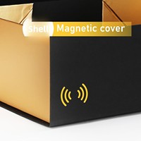 Boîte cadeau rectangulaire en carton avec couvercle à fermeture magnétique noir-or pour mariage, demoiselles d'honneur, demande en mariage
