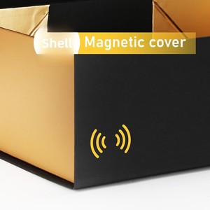 Cardboard Rectangular Gift Box Magnetic Closure Lid Black-Gold for Wedding <strong>Groomsmen</strong> Bridesmaid <strong>Proposal</strong> - Product Image 4