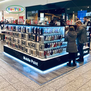 Telefonreparatur-<span class=keywords><strong>Kiosk</strong></span>: Glasregale für Slatwall, Ladentheke für Handygeschäfte – Weiß, Schwarz und Orange für Einkaufszentren mit Handyzubehör - Product Image 2