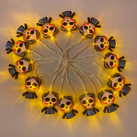 Guirlande lumineuse LED Premium Halloween Crâne Squelette Blanc Chaud à Piles USB Effet Effrayant pour Fenêtre Arbre Décoration de Fête 2m IP20