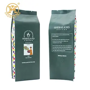 Embalagem de alimentos personalizada 250g 500g 1kg, folha de grãos de café, fechadura de zíper, sacos de café com válvula