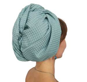 100% Cotton màu sắc khác nhau Waffle Tóc Turban tóc khăn Waffle tắm tóc bọc - Product Image 2