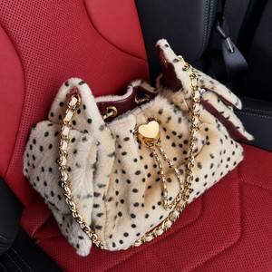 Nouvelle Collection Automne/Hiver 2026 – Sac Seau Doux et Moelleux à Imprimé Léopard avec Chaîne et Cordon <span class=keywords><strong>de</strong></span> Serrage, Porté Épaule ou Croisé - Product Image 1