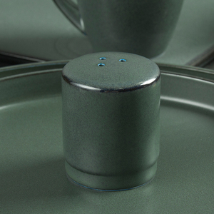 Set di piatti <span class=keywords><strong>e</strong></span> ciotole in porcellana con glassa reattiva fatta a mano JQY Set di stoviglie da tavola in ceramica minimalista verde scuro opaco - Product Image 6