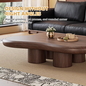 Tavolino da Caffè di Fornitura Industriale per Soggiorno, Tavolino Moderno in Legno Impiallacciato Noce dal Design Italiano Minimalista per Hotel - Product Image 3