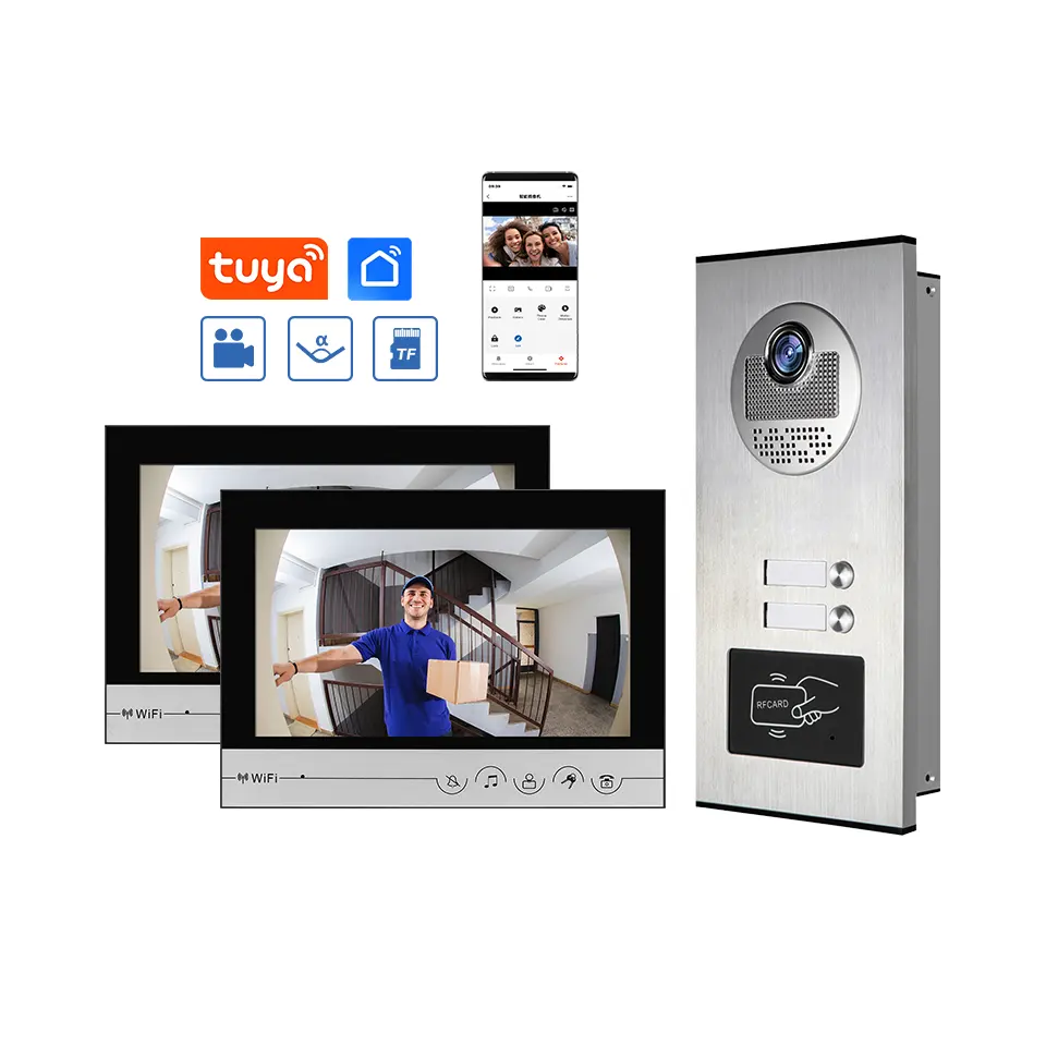 Custom Hight Kwaliteit Wifi Video Intercom Deurbelsysteem 9 Inch Scherm Binnenmonitor Met Mobiele Telefoon Afstandsbediening