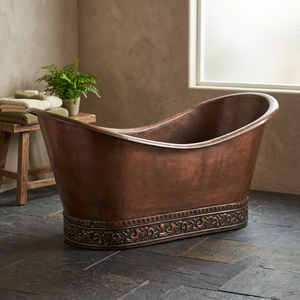 Baignoire ovale autoportante en cuivre, baignoire de luxe en métal pour adultes, pour la baignade à domicile - Product Image 3