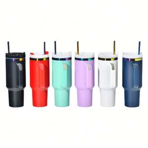 Gobelet isotherme extérieur en acier inoxydable avec poignée et paille, personnalisable avec logo, 30oz et 40oz, modèle H2.0 - Product Image 1
