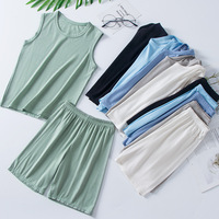 Ensemble de pyjama d'été 2 pièces sans manches couleur unie pour garçons et filles – Vente en gros de vêtements d'intérieur