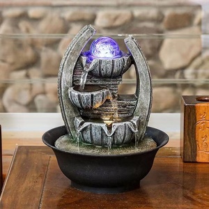 Ev dekor ofis Feng Shui çeşme 3 katmanlı şelale kristal toplu reçine el sanatları masa üstü kapalı su çeşmesi - Product Image 3