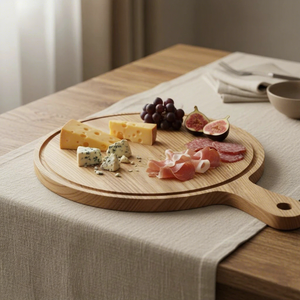 Planche à découper ronde en bois pour pizza avec poignée, planche de service, ustensiles de cuisine - Product Image 2
