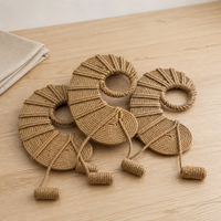 Décoration Nautique Côtière pour Maison de Plage, Artisanat en Corde de Jute Tressée à la Main et Coquillages, 50cm de Long, 30cm de Haut, 9mm d'Épaisseur