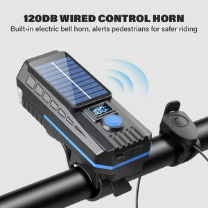 <span class=keywords><strong>Lampe</strong></span> avant de vélo solaire 350LM avec charge double Type-C, klaxon filaire 120dB, affichage numérique de la puissance, étanche, <span class=keywords><strong>pour</strong></span> <span class=keywords><strong>VTT</strong></span> et vélo de route - Product Image 4