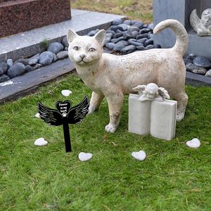 Black Angel Wings Pet Memorial Stake con <span class=keywords><strong>palabras</strong></span> <span class=keywords><strong>de</strong></span> recuerdo, Dog Prints Sympathy Dog Grave Plaque Cemetery Markers Decoraciones - Product Image 5