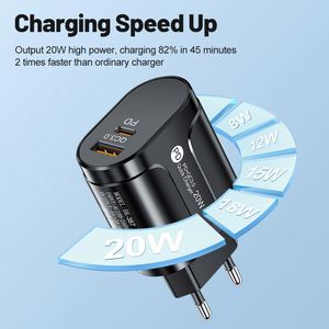 PD 20W PD+QC3.0 ชาร์จเร็วแบบสองพอร์ต ใช้งานร่วมกับ iPhone/Samsung พร้อมอะแดปเตอร์ปลั๊ก US/EU/UK สำหรับการเดินทางทั่วโลก - Product Image 2