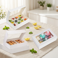 Boîtes à pâtisserie carrées personnalisées en papier kraft avec vernis, jetables, pour mini-gâteaux et cupcakes