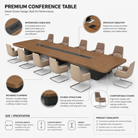 Table de conférence avec rainure de gestion des câbles centralisée, bureau de réunion grande capacité pour bureau d'entreprise, salle de réunion multi-personnes