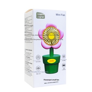 Mini ventilateur de <span class=keywords><strong>bureau</strong></span> silencieux à piles au lithium rechargeable par USB, motif petit pot de fleurs mignon, idéal pour l'été, cadeau d'anniversaire pour <span class=keywords><strong>fille</strong></span> - Product Image 5