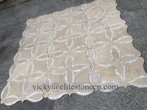 Ubin Mosaik Marmer Dolomit Putih Beige Potongan Waterjet, Ubin Lantai Modern Custom Poles, Dekorasi Hotel Villa, Tahan Air, Grafis - Product Image 4