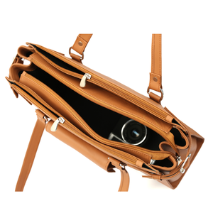 Sac classique pour femme en cuir véritable avec fermeture à bouton, bandoulière, poignée unique, décoration à rivets, grande capacité, prêt pour les voyages - Product Image 4