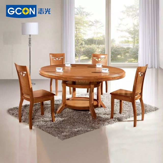 Custom Wood Dining Table and Chairs Dinning Room Round Furniture Kitchen Set