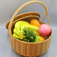 Charmante duurzame ecovriendelijke grote fruit- en bloemenmanden met enkel handvat, handgemaakt van rotan, waterdicht, opbergbaar, aanpasbaar.