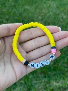 Customized Classic Yellow Heishi Disc School <strong>Teacher</strong> <strong>Bracelet</strong> First Week of School Gift for <strong>Teachers</strong> - Product Image 2